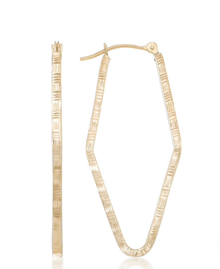 Yellow-Gold_14K Gold Diamond Cut Strwaberry Shape  Hoop Earrings - iHeart Jewels_I_Heart_1
