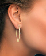 Load image into Gallery viewer, Yellow-Gold_14K Gold Diamond Cut Strwaberry Shape  Hoop Earrings - iHeart Jewels_I_Heart_1