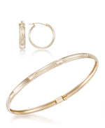 Load image into Gallery viewer, Yellow-Gold_14K Gold Diamond Cut and Polished Bangle and Hoop Earring Set - iHeart Jewels_I_Heart_1