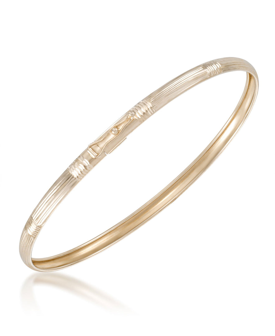 Yellow-Gold_14K Gold Diamond Cut and Polished Bangle and Hoop Earring Set - iHeart Jewels_I_Heart_1