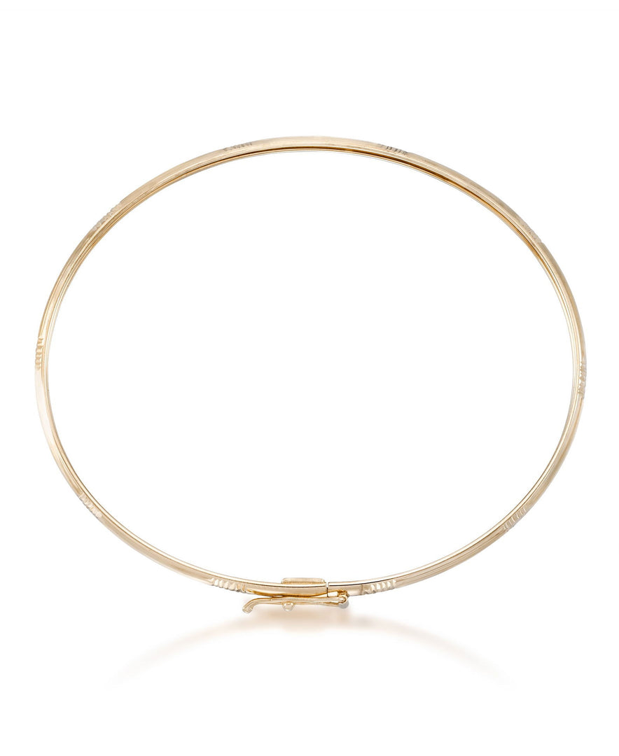 Yellow-Gold_14K Gold Diamond Cut and Polished Bangle and Hoop Earring Set - iHeart Jewels_I_Heart_1