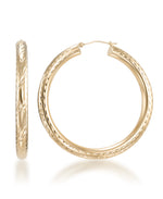 Cargar imagen en el visor de la galería, Yellow Gold 14K Gold Diamond Cut and Polished Bold Large Round Hoop Earrings_I_Heart_1