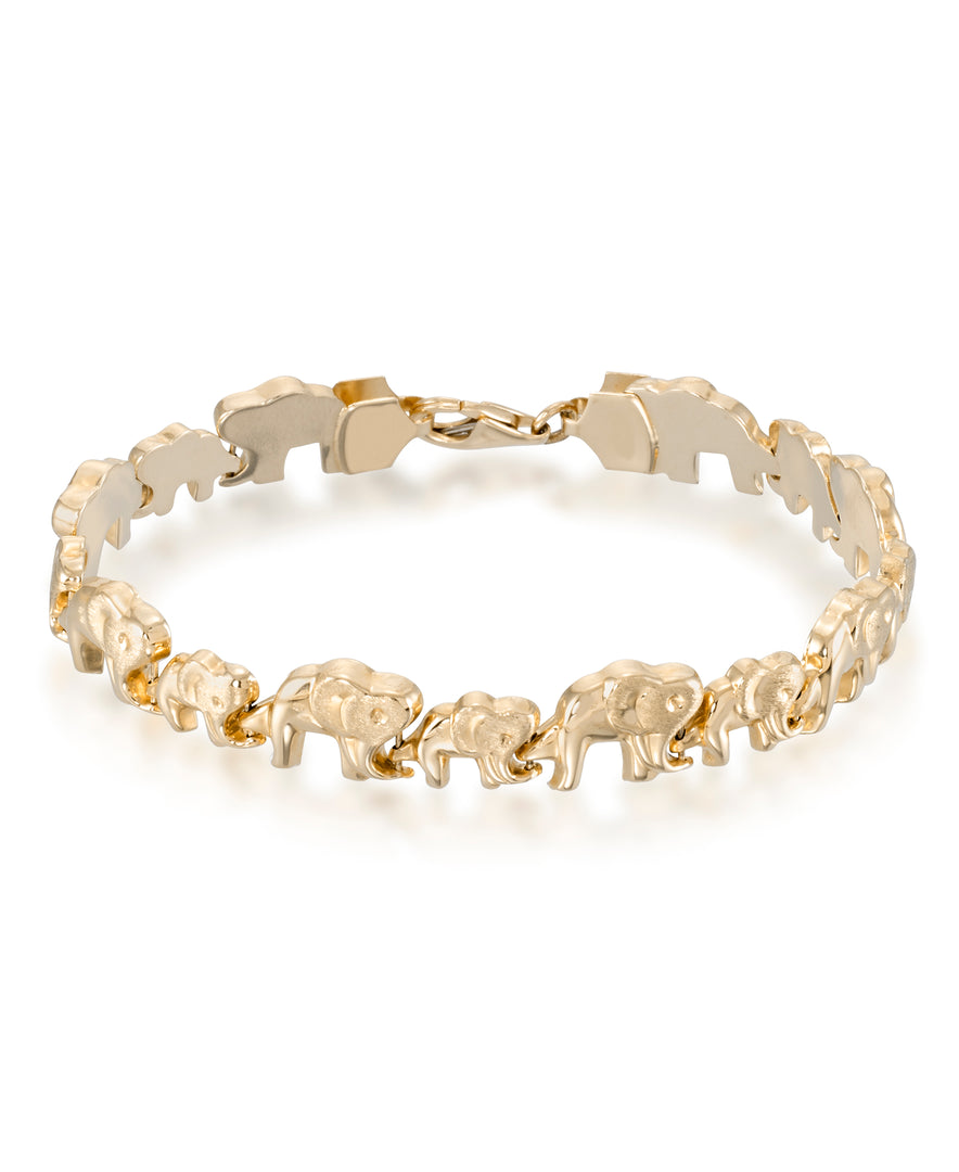 Yellow Gold_14K Gold Elephant Stampato Bracelet, 7"_I_Heart_1