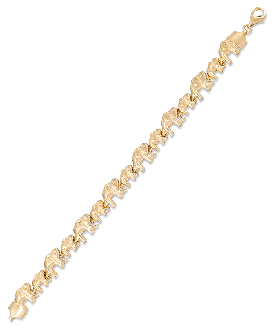 Yellow Gold_14K Gold Elephant Stampato Bracelet, 7"_I_Heart_1