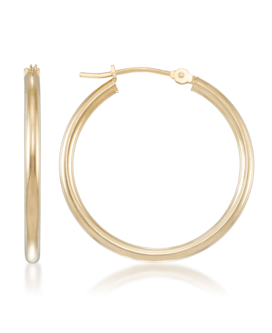 Yellow Gold_14K Gold Essential Hoop Earrings, Medium - iHeart Jewels_I_Heart_1