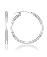 Load image into Gallery viewer, White Gold_14K Gold Essential Hoop Earrings, Medium - iHeart Jewels_I_Heart_2