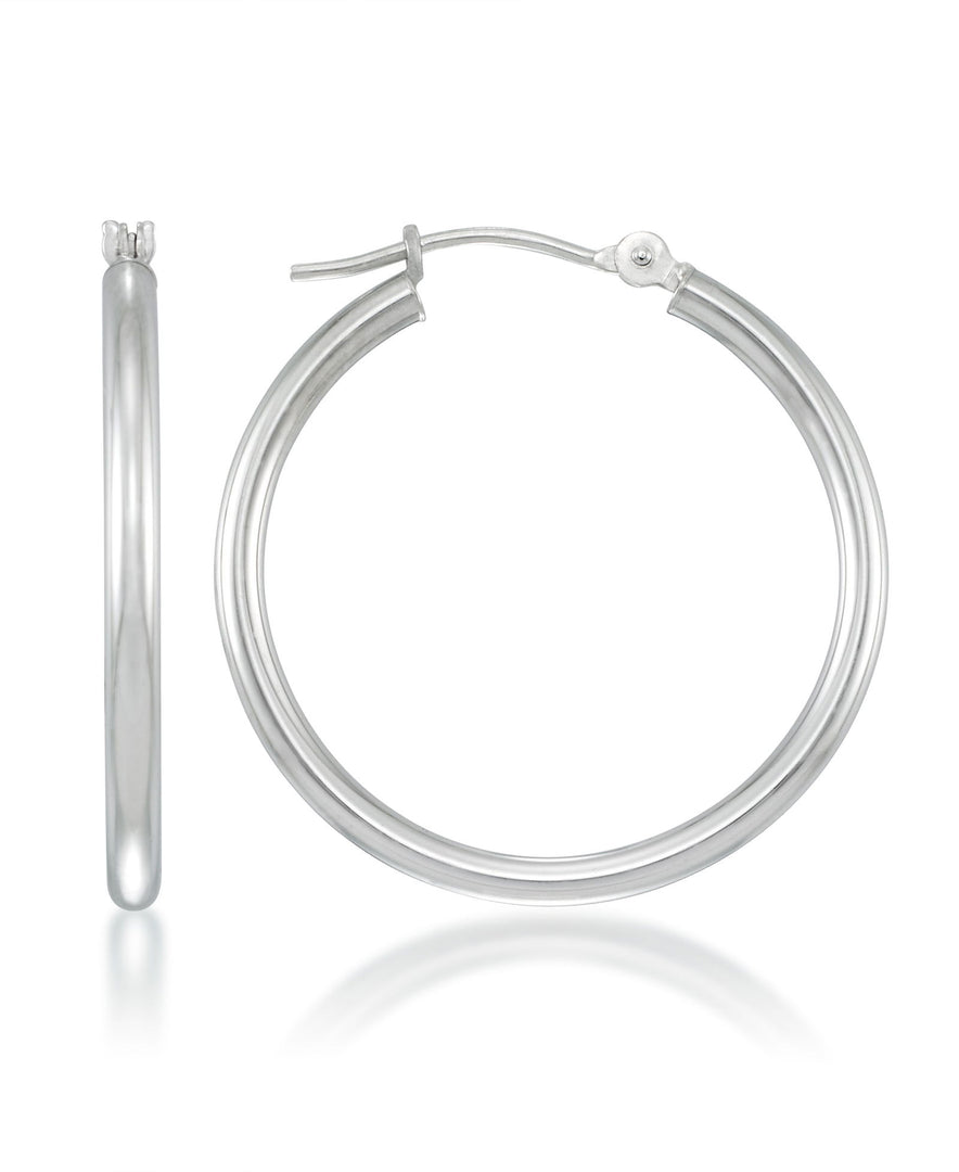 White Gold_14K Gold Essential Hoop Earrings, Medium - iHeart Jewels_I_Heart_2