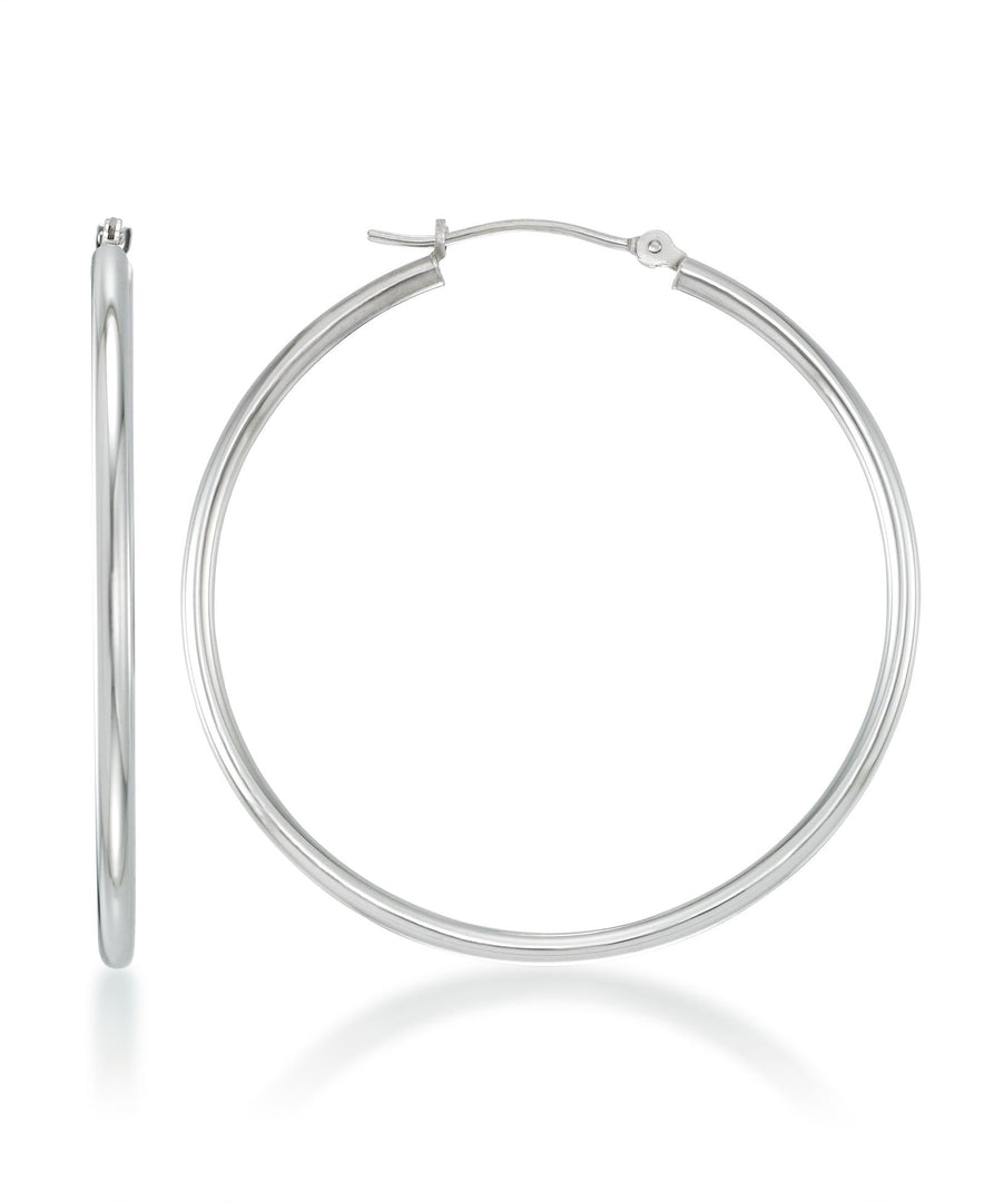 White Gold_14K Gold Essential Hoop Earrings, Medium - iHeart Jewels_I_Heart_2