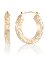 Load image into Gallery viewer, Yellow Gold_14K Gold Fancy Diamond Cut Square Tube Hoop Earrings_I_Heart_1