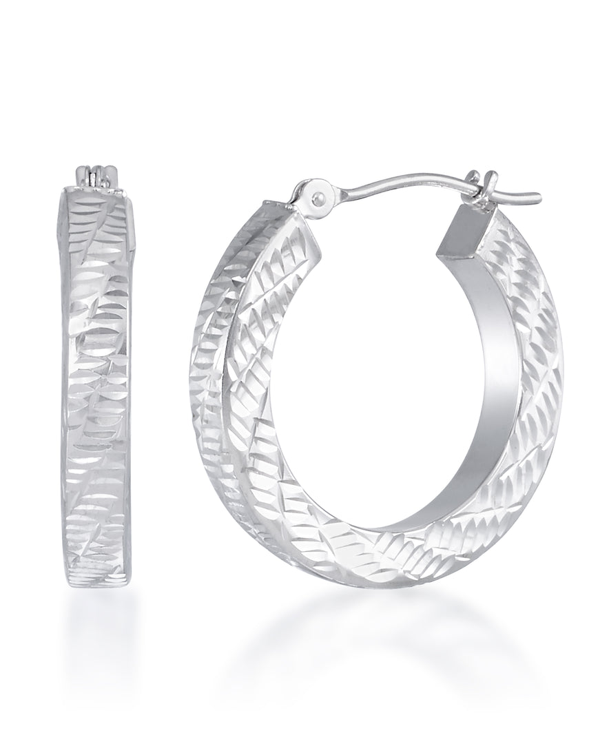 White Gold_14K Gold Fancy Diamond Cut Square Tube Hoop Earrings_I_Heart_2