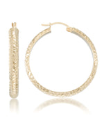 Load image into Gallery viewer, Yellow-Gold_14K Gold Full Diamond Cut Bold Round Hoop Earrings - iHeart Jewels_I_Heart_1