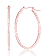 Load image into Gallery viewer, Rose Gold_14K Gold Full Diamond Cut Oval Hoop Earrings_I_Heart_1