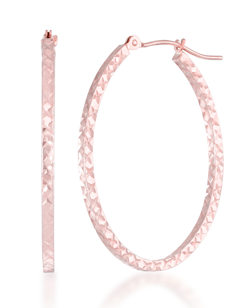 Rose Gold_14K Gold Full Diamond Cut Oval Hoop Earrings_I_Heart_1