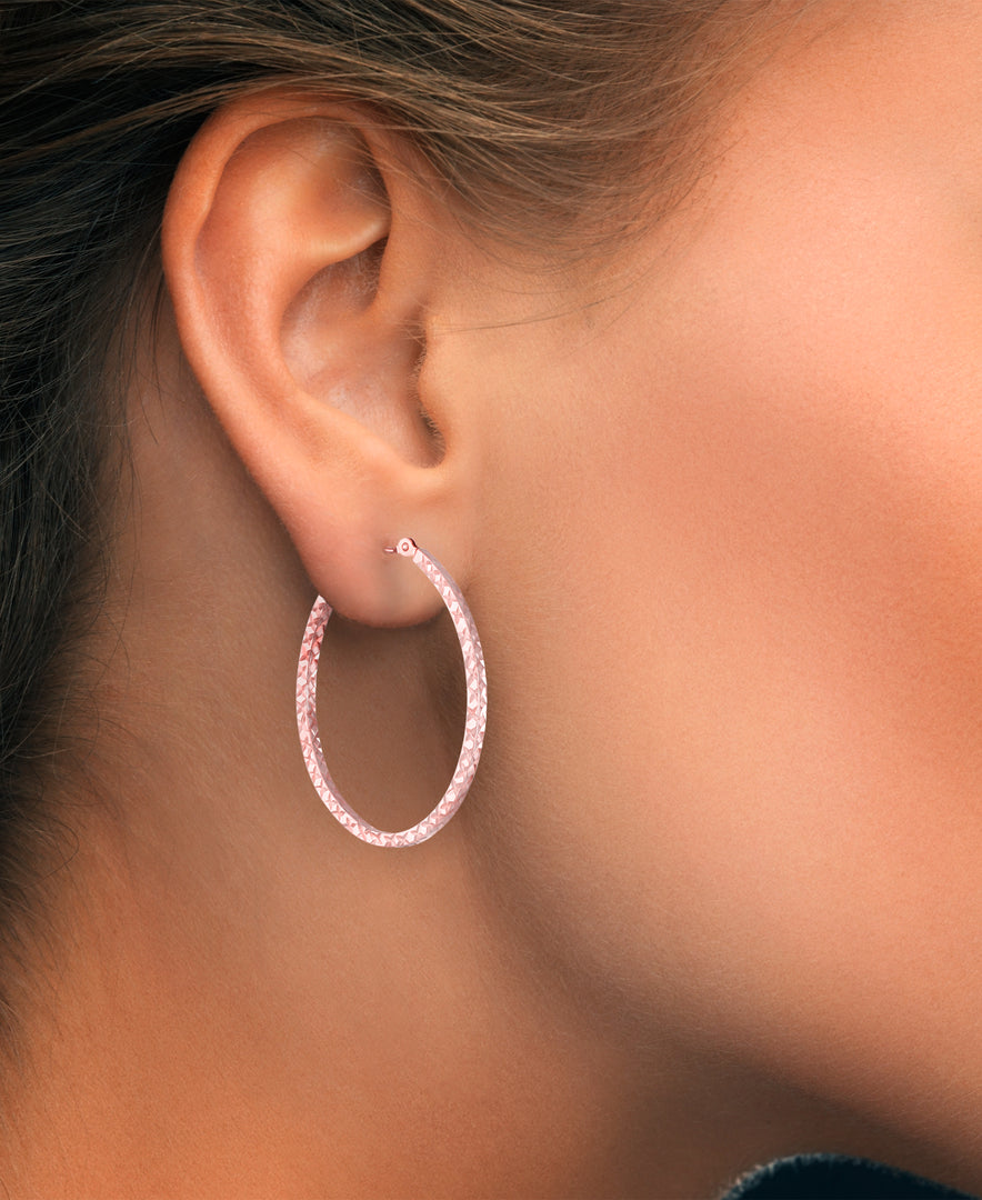 Rose Gold_14K Gold Full Diamond Cut Oval Hoop Earrings_I_Heart_1