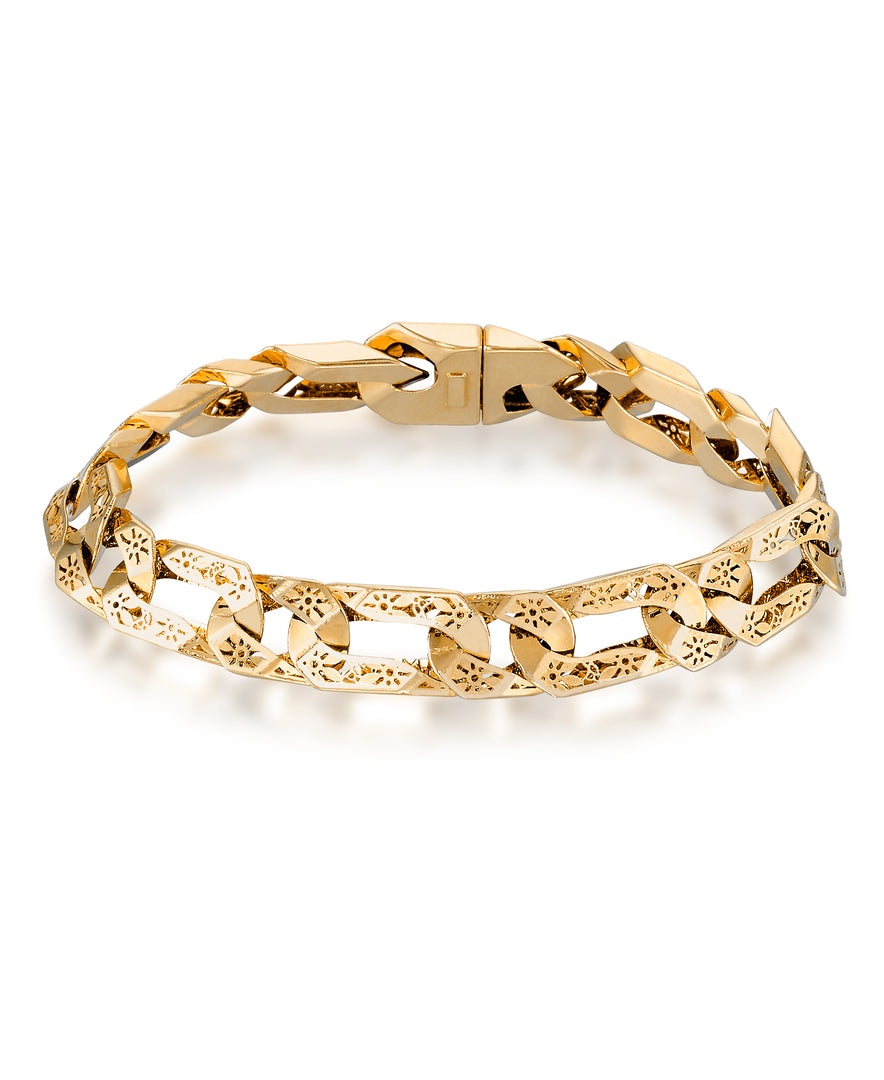 Yellow_Gold_14K Gold Full Milano Filigree Elongated Curb Lik Bracelet_I_Heart_1