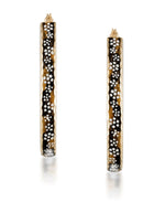 Load image into Gallery viewer, Yellow-Gold_14K Gold Hand Enamel Black and White Flower Design Pear Shape Hoop Earrings - iHeart Jewels_I_Heart_1