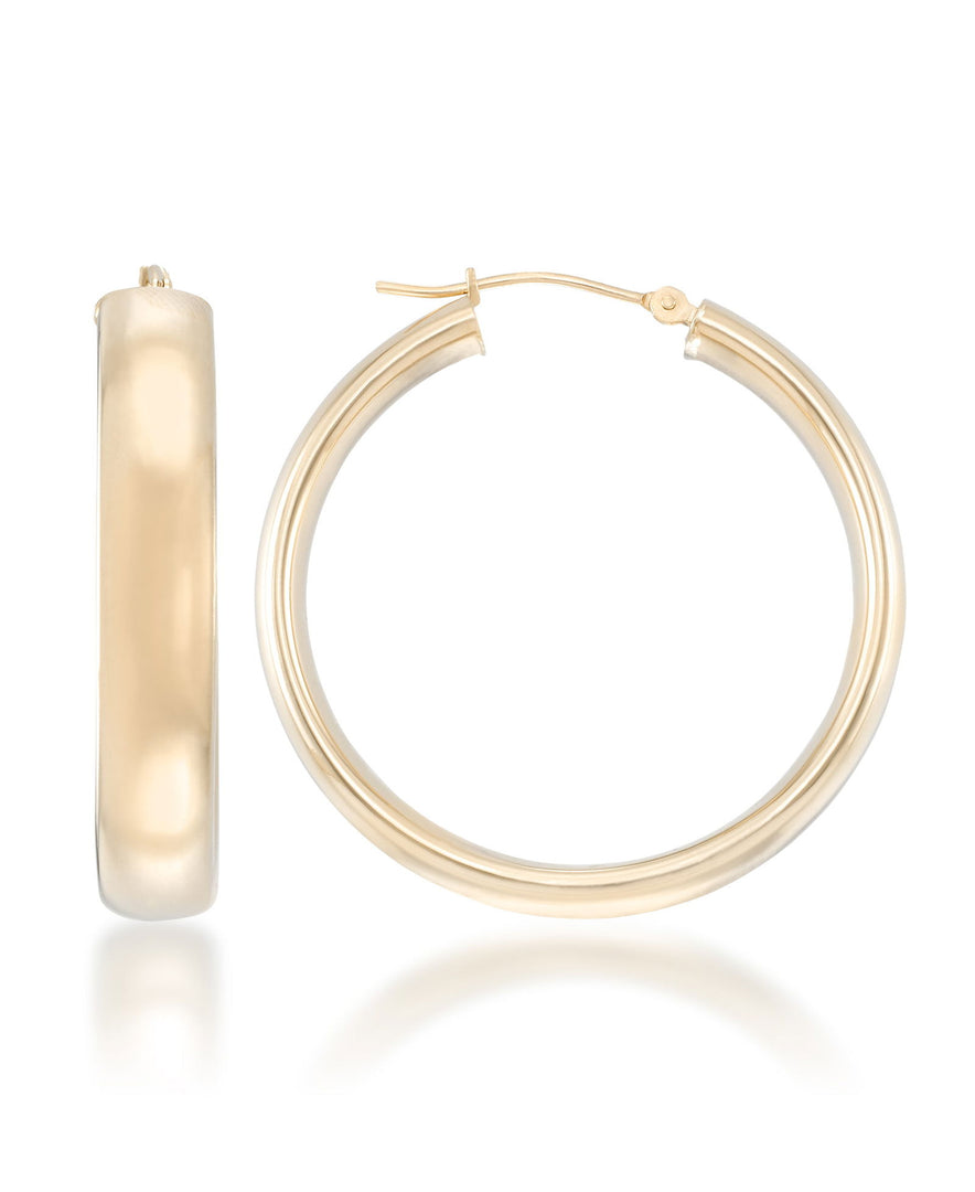 Yellow-Gold_14K Gold High Polished Bold Wedding Band Hoop Earrings, Large - iHeart Jewels_I_Heart_1