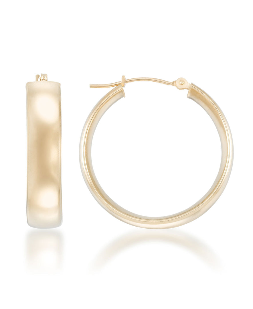 Yellow-Gold_14K Gold High Polished Bold Wedding Band Hoop Earrings, Medium - iHeart Jewels_I_Heart_1
