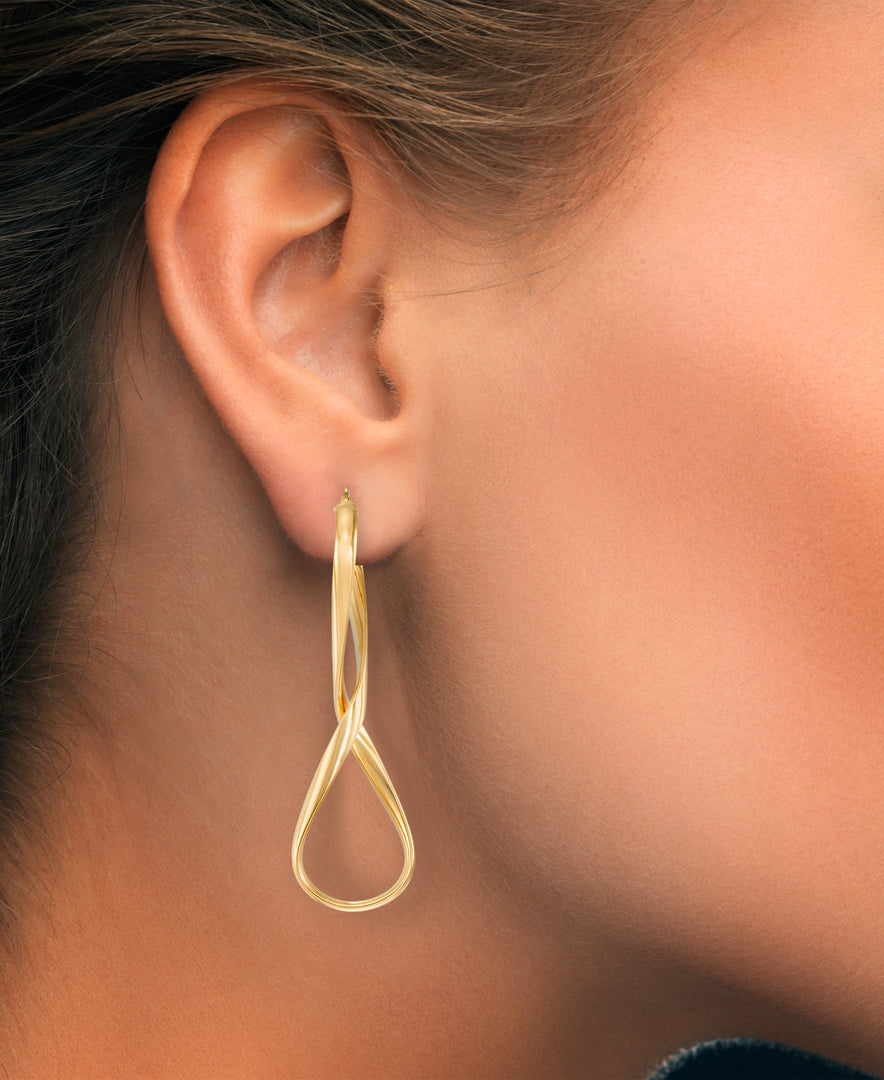 Yellow Gold_14K Gold High Polished Elongated Twist Hoop Earrings_I_Heart_1