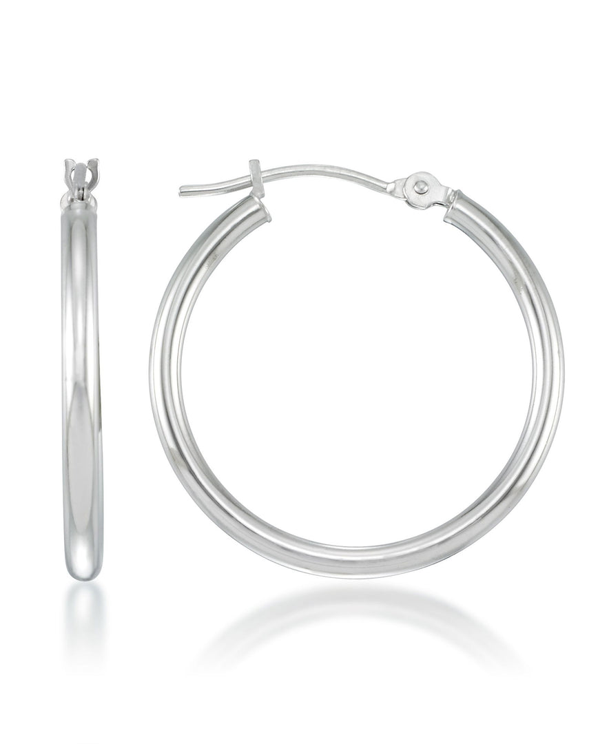 White Gold_14K Gold High Polished Essential Round Hoop Earrings - iHeart Jewels_I_Heart_2