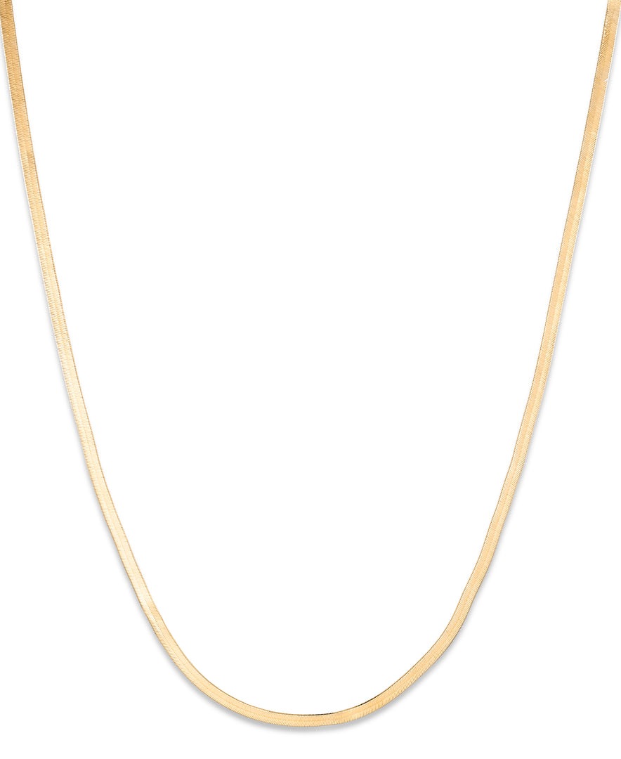 Yellow Gold_14K Gold High Polished Herringbone Necklace, 18", Made in Italy_I_Heart_1