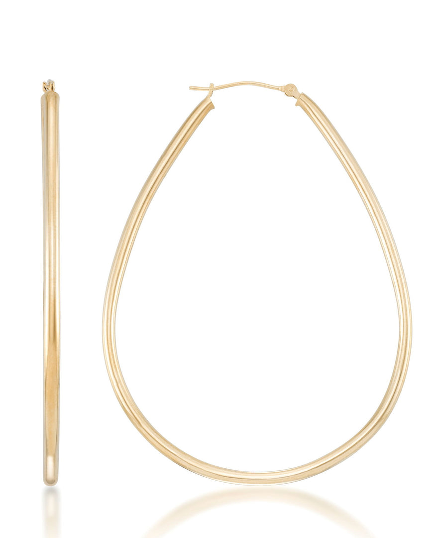 Yellow-Gold_14K Gold High Polished Large Thin Pear Shape Hoop Earrings - iHeart Jewels_I_Heart_1