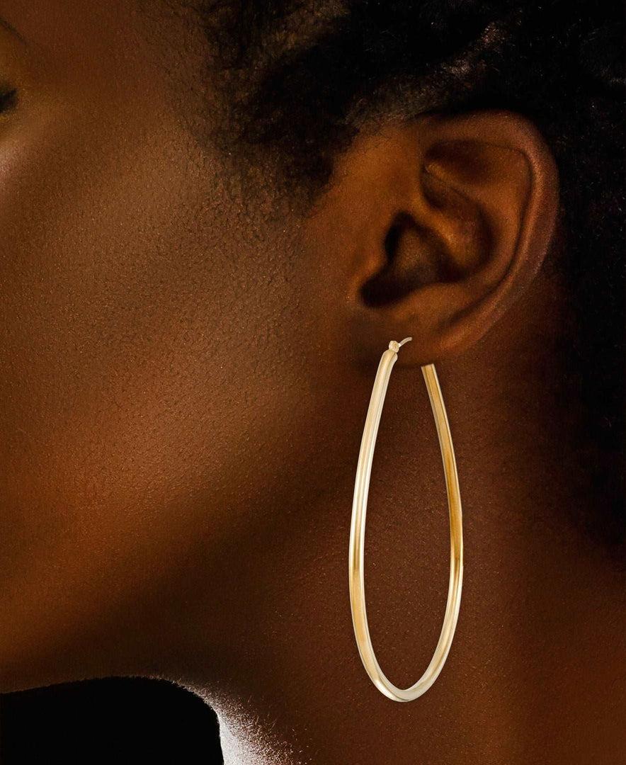 Yellow-Gold_14K Gold High Polished Large Thin Pear Shape Hoop Earrings - iHeart Jewels_I_Heart_1