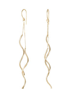 Load image into Gallery viewer, Yellow-Gold_14K Gold High Polished Wavy Double Dangle Drop Earrings - iHeart Jewels_I_Heart_1