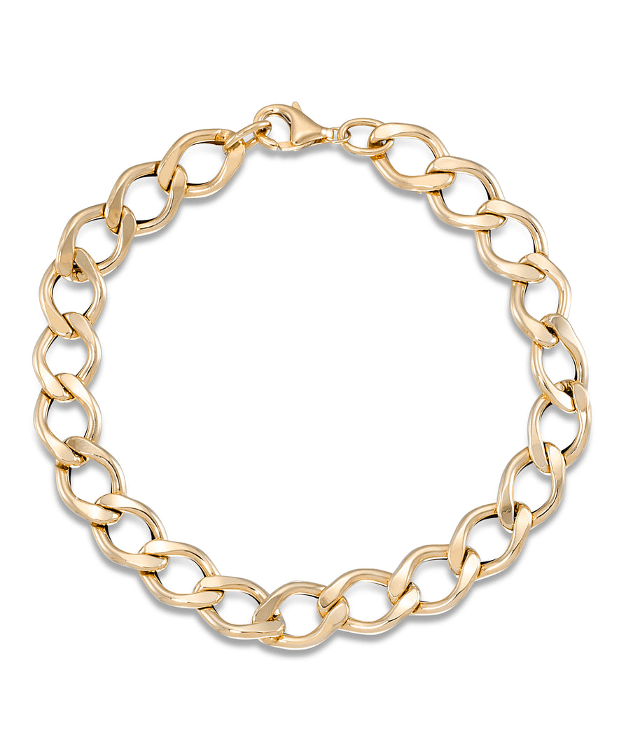 Yellow Gold_14K Gold Ladies' Oval Curb Link Bracelet, 7.75", Made in Italy_I_Heart_1