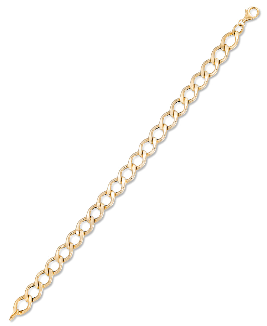 Yellow Gold_14K Gold Ladies' Oval Curb Link Bracelet, 7.75", Made in Italy_I_Heart_1