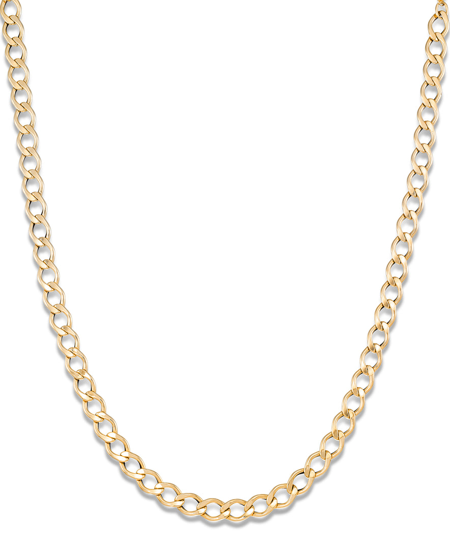 Yellow Gold_14K Gold Ladies Oval Curb Link Necklace, 18", Made in Italy_I_Heart_1