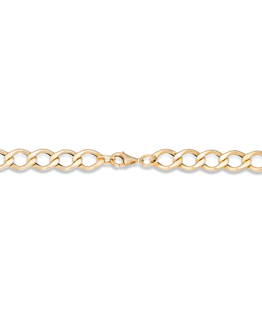 Yellow Gold_14K Gold Ladies Oval Curb Link Necklace, 18", Made in Italy_I_Heart_1