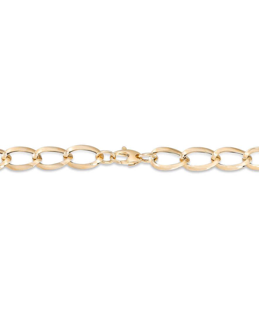 Yellow Gold_14K Gold Ladies Sculpted Curb Link Necklace, 18", Made in Italy_I_Heart_1