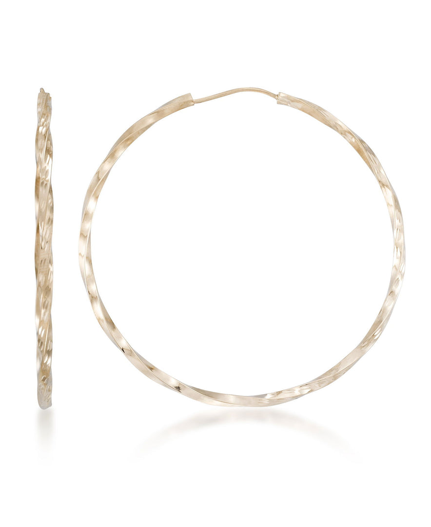 Yellow-Gold_14K Gold Large Diamond Cut Twist Hoop Earrings - iHeart Jewels_I_Heart_1
