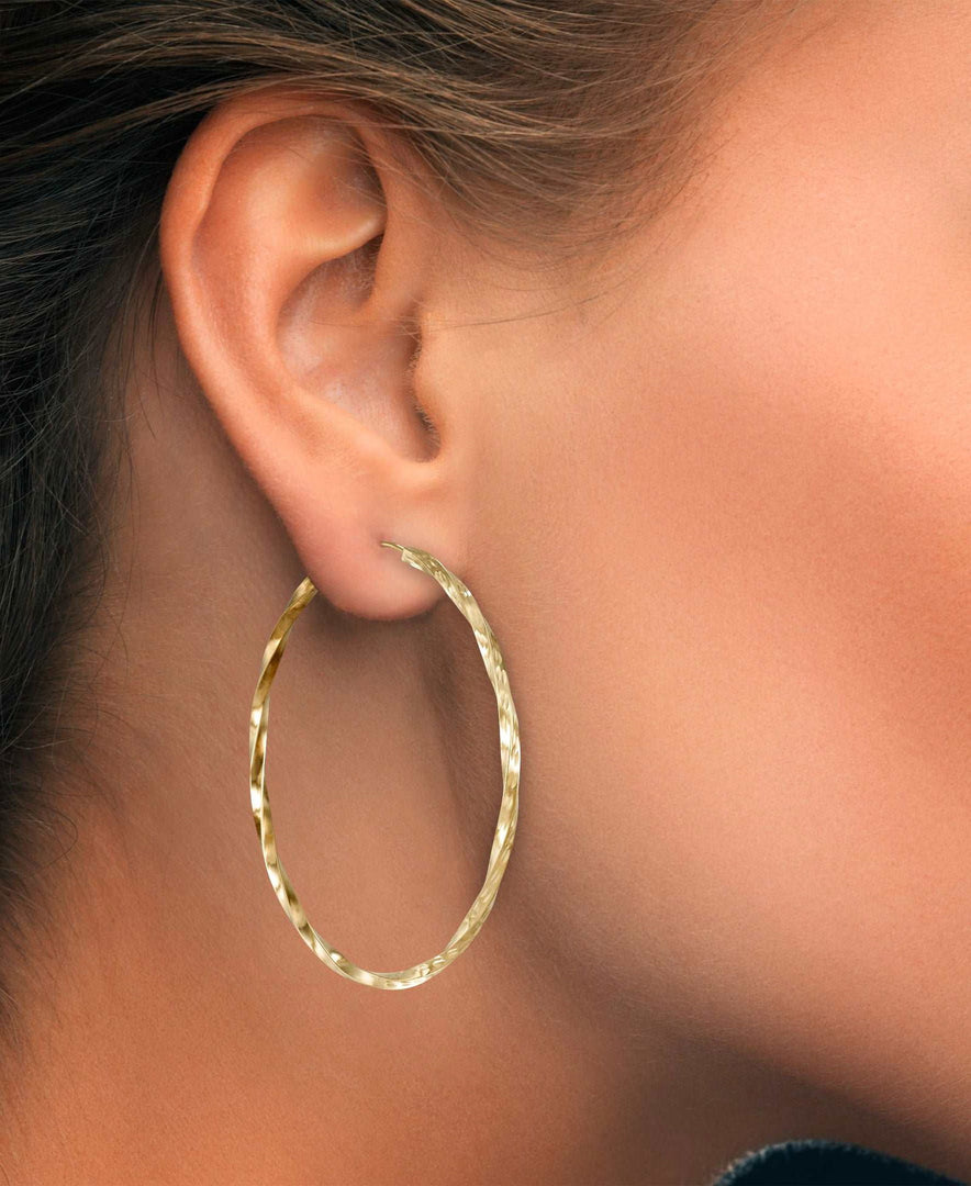 Yellow-Gold_14K Gold Large Diamond Cut Twist Hoop Earrings - iHeart Jewels_I_Heart_1