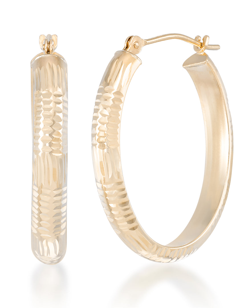 Yellow Gold_14K Gold Large Woven Diamond Cut Hoop Earrings_I_Heart_1