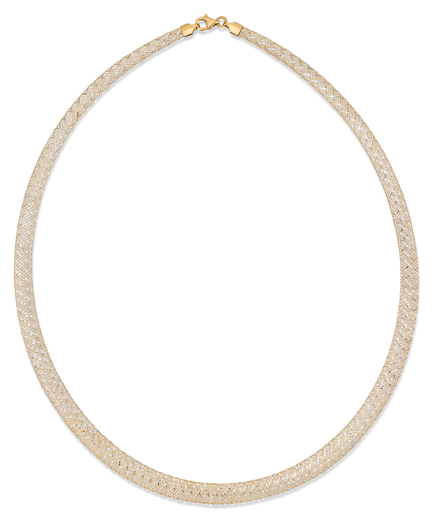 Two-Tone_14K Gold Mesh Omega Necklace, 18", Made in Italy_I_Heart_1