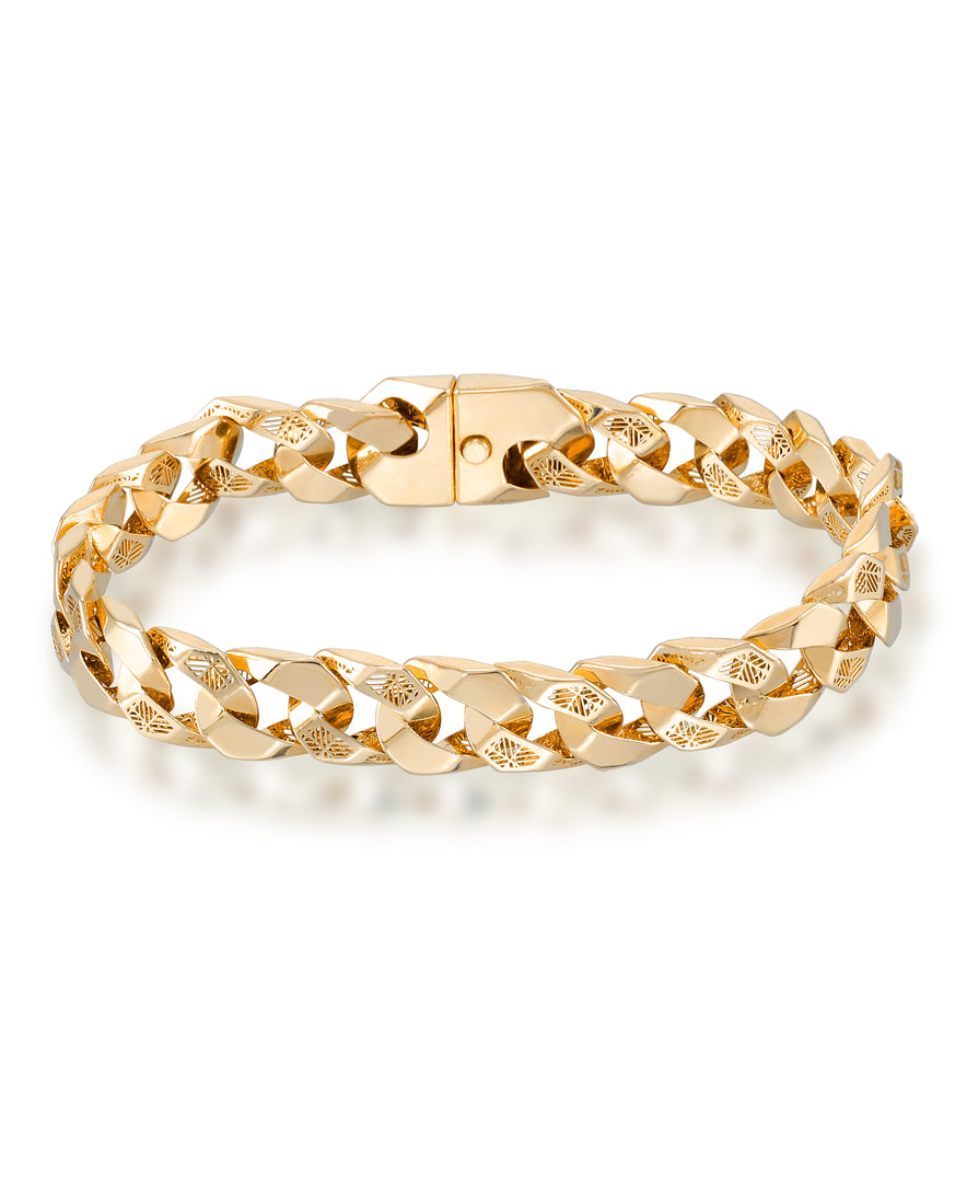 Yellow Gold 14K Gold Milano Filigree and High Polished Curb link Bracelet_I_Heart_1
