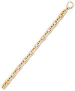 Load image into Gallery viewer, Yellow Gold_14K Gold Polished and Pave Cut Bold Paper Clip Rolo Bracelet, 8", Made in Italy_I_Heart_1