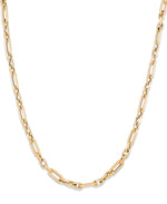 Load image into Gallery viewer, Yellow Gold_14K Gold Polished and Pave Cut Bold Paper Clip Rolo Necklace , 18", Made in Italy_I_Heart_1