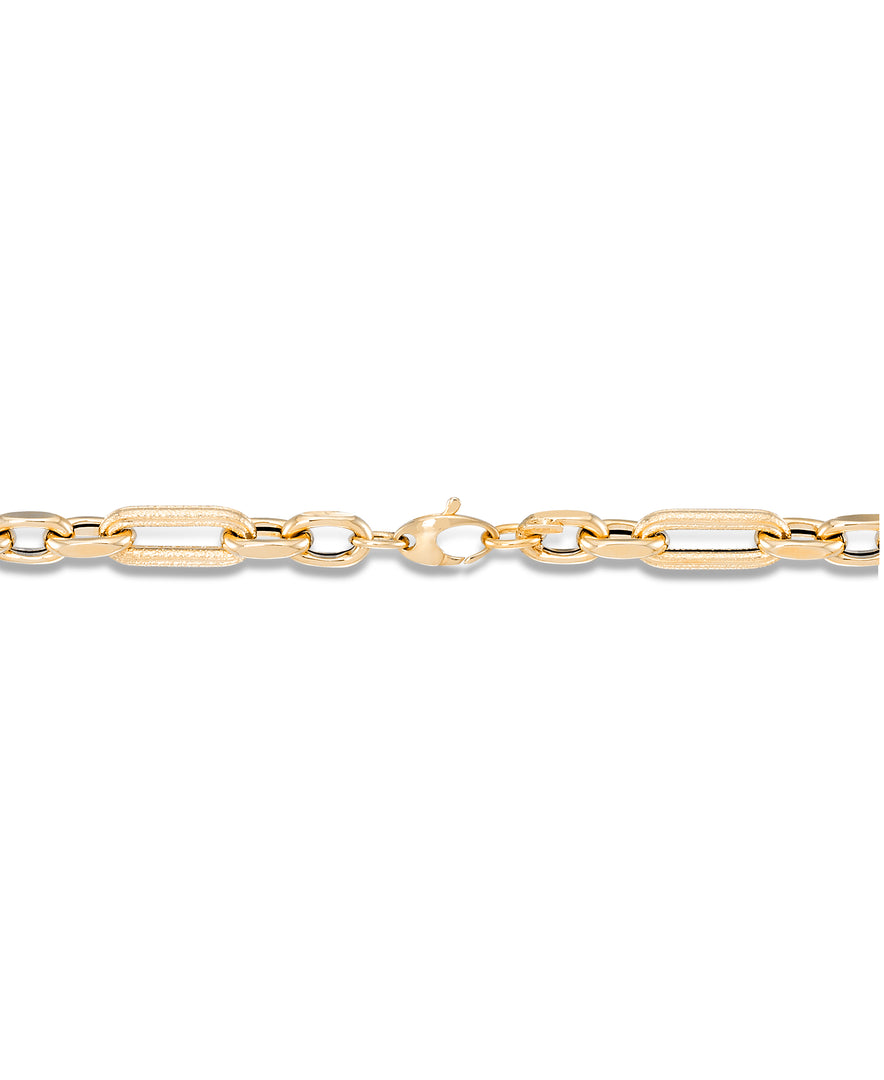 Yellow Gold_14K Gold Polished and Pave Cut Bold Paper Clip Rolo Necklace , 18", Made in Italy_I_Heart_1