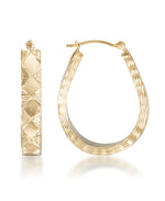 Cargar imagen en el visor de la galería, Yellow-Gold_14K Gold Satin and Diamond Cut Argyle Pear Shape Hoop Earrings - iHeart Jewels_I_Heart_1