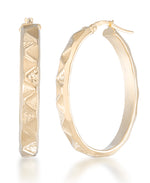 Load image into Gallery viewer, Yellow Gold_14K Gold Sating and Diamond Cut Sculpted Large Oval Hoop Earrings, Made in Italy_I_Heart_1