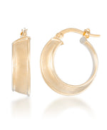Load image into Gallery viewer, Yellow Gold_14K Gold Sating and Polished Modern Hoop Earrings_I_Heart_1