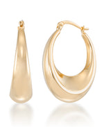 Cargar imagen en el visor de la galería, Yellow Gold_14K Gold Sculpted Graduated Hoop Earrings_I_Heart_1