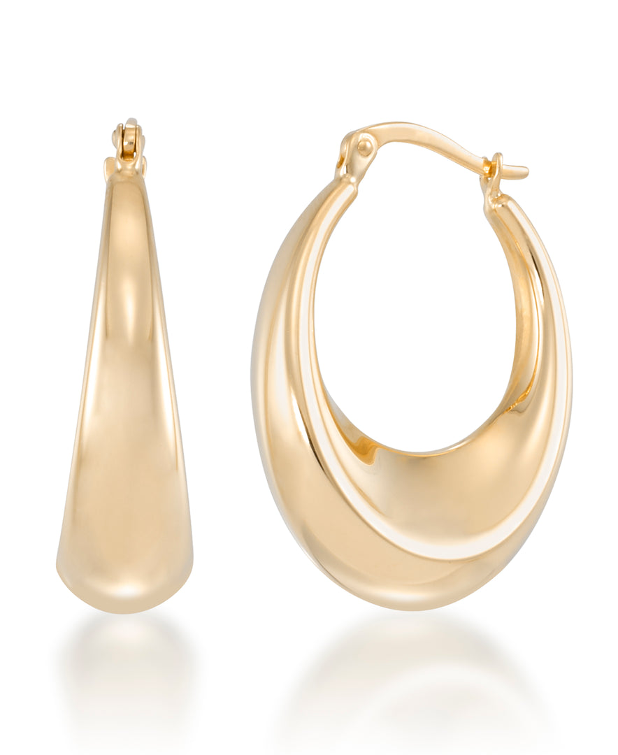 Yellow Gold_14K Gold Sculpted Graduated Hoop Earrings_I_Heart_1