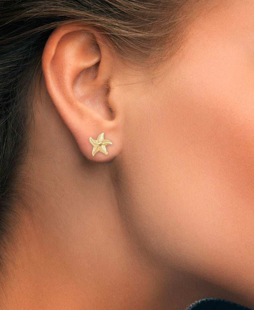 Yellow-Gold_14K Gold Starfish Stud Earrings - iHeart Jewels_I_Heart_1