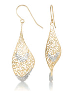 Load image into Gallery viewer, Two-Tone_14K Two-Tone Gold Filigree Dangle Earrings_I_Heart_1