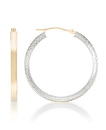 Load image into Gallery viewer, Two-Tone_14K Gold Two-Tone Polished and Diamond Cut Hoop Earrings. - iHeart Jewels_I_Heart_1