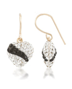 Load image into Gallery viewer, Yellow-Gold_14K Gold White and Black Crystal Heart Drop Earrings - iHeart Jewels_I_Heart_1